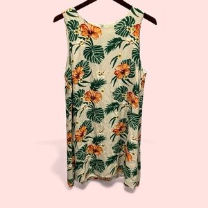 Cute creamy Hawaiian tropical flowy shift mini dress boho breezy island vibes